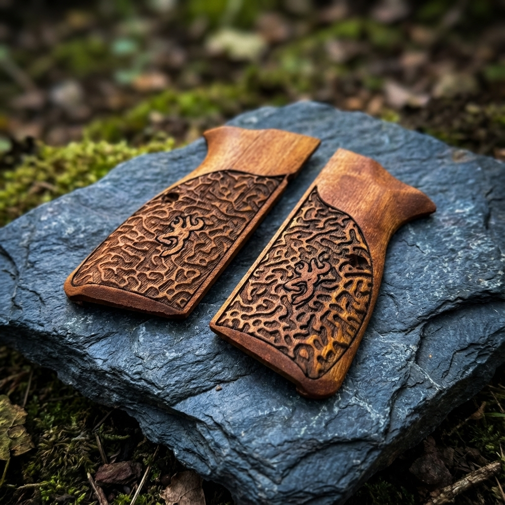 Browning Hi-Power Grips – Labyrinth with Logo