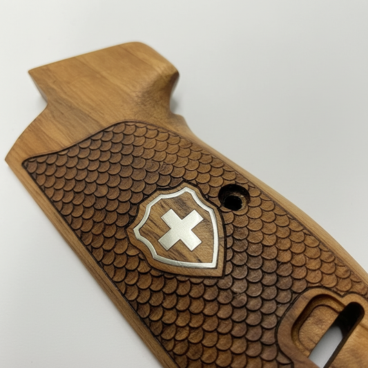 Sig P210 Grips - Fish Scale Swiss Cross (Silver)