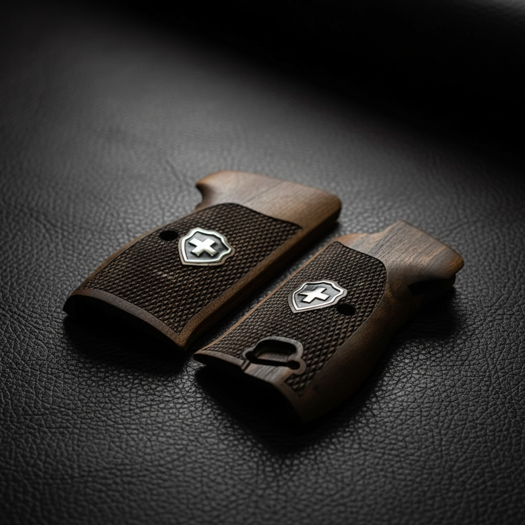 Sig P210 Grips - Checkered Swiss Cross (Black)