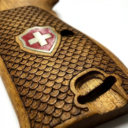 Sig P210 Grips - Fish Scale Swiss Cross (Red)