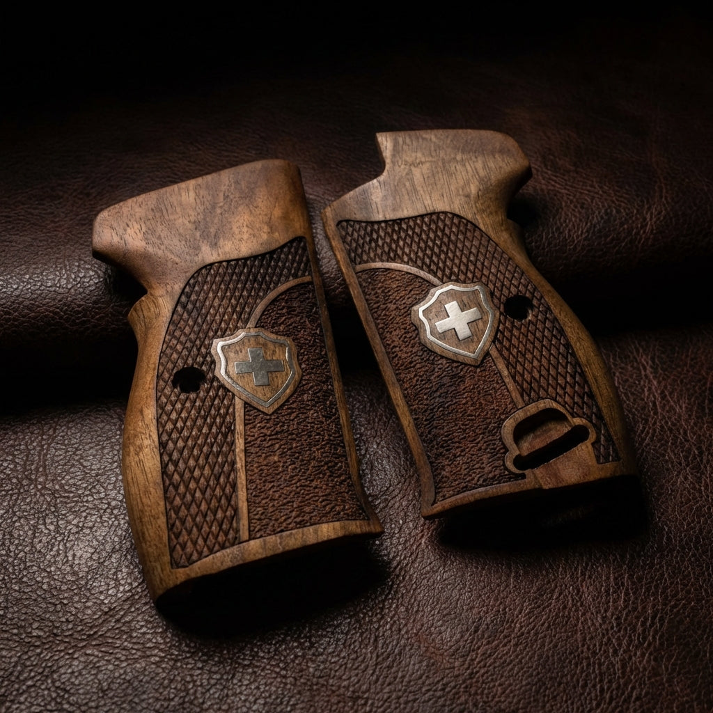 Sig P210 Grips - Swiss Cross Duo Texture (Silver)