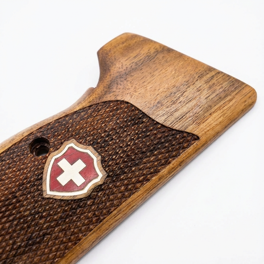 Sig P210 Grips - Checkered Swiss Cross (Red)