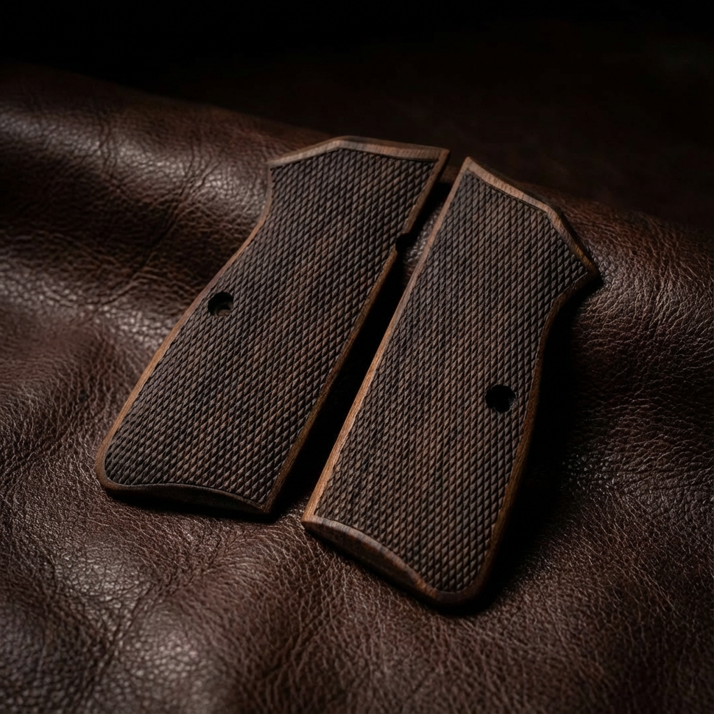 Browning Hi-Power Grips - Full Checkered Dark Walnut