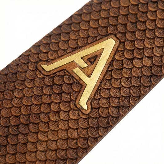 1911 Full Size Grips - FishScale Texture - Personalized Gold Initial