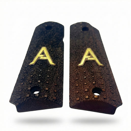 1911 Full Size Grips - Pixel Cube Texture - Personalized Gold Initial