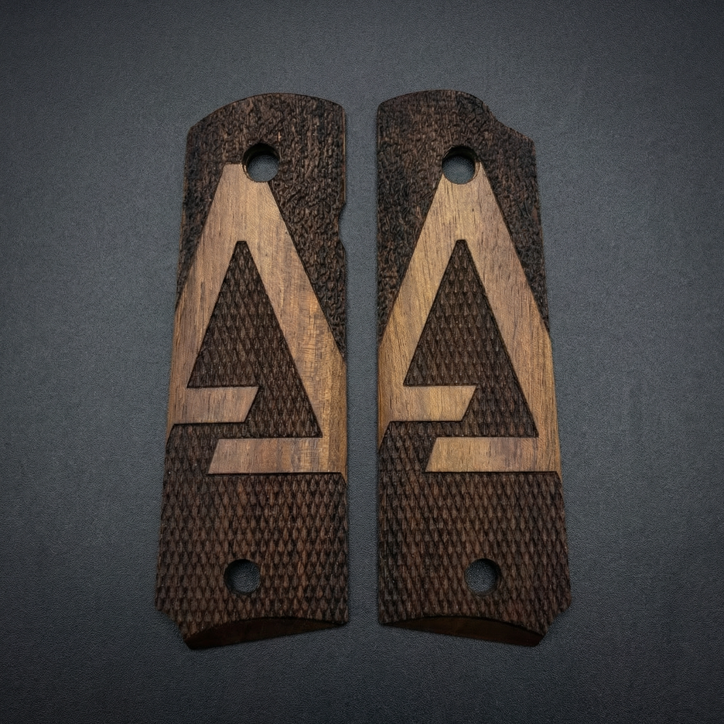 1911 Full Size Grips - Delta Triangle - Personalized Gold Initial