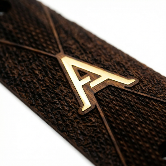 1911 Full Size Grips - Royal Diamond - Personalized Gold Initial