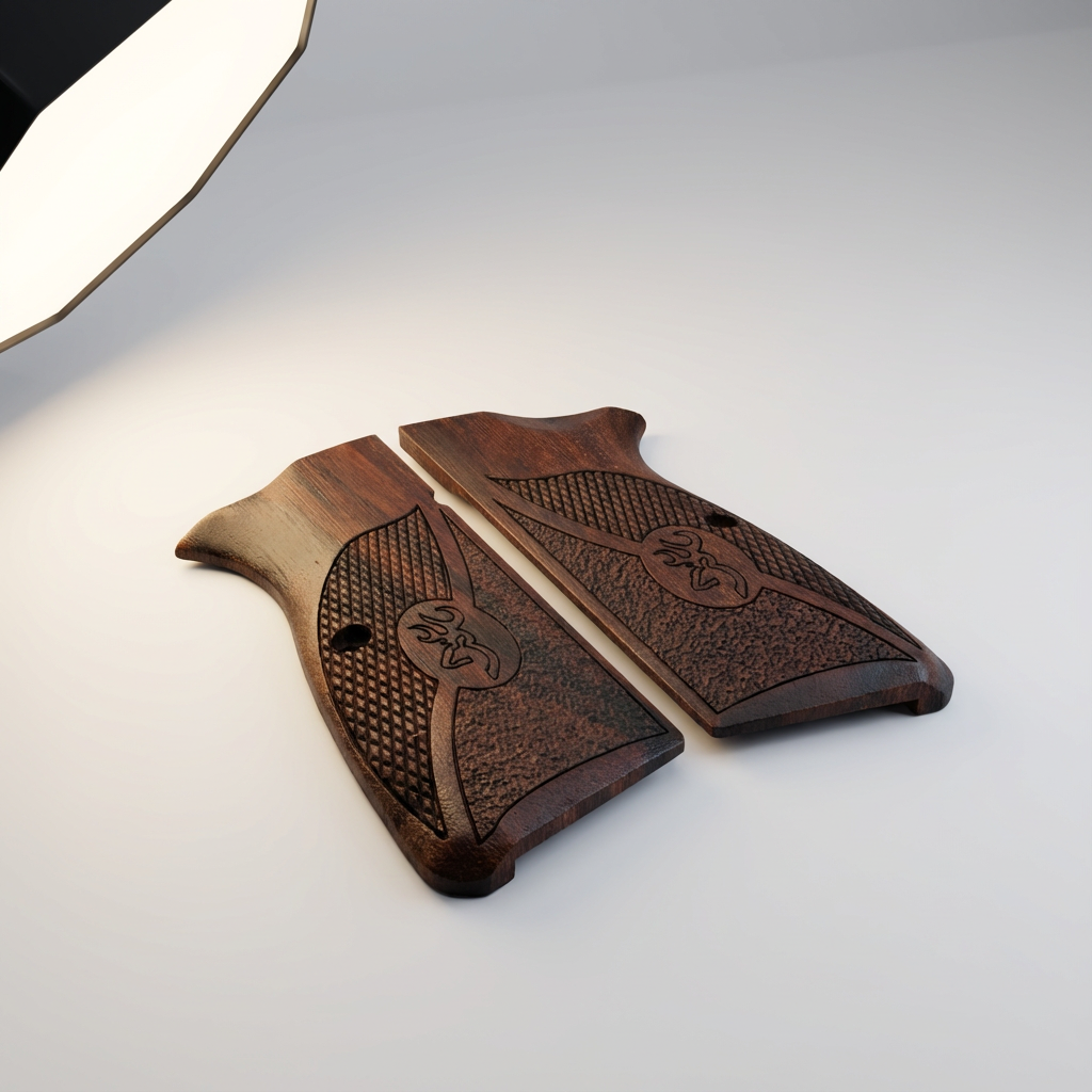 Browning Hi-Power Kabzalar – Koyu Çift Dokulu Logo