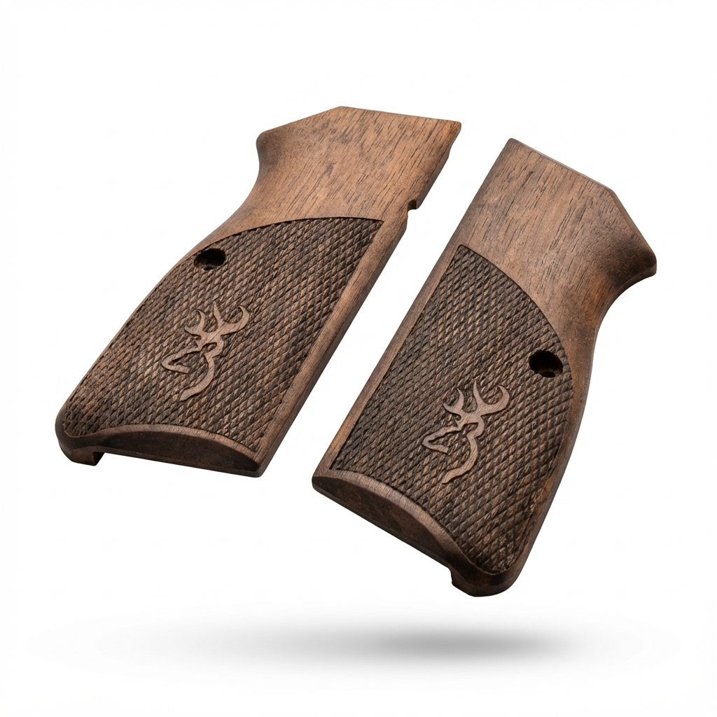 Browning Hi-Power Grips – Half Tang Diamond Cut with Logo