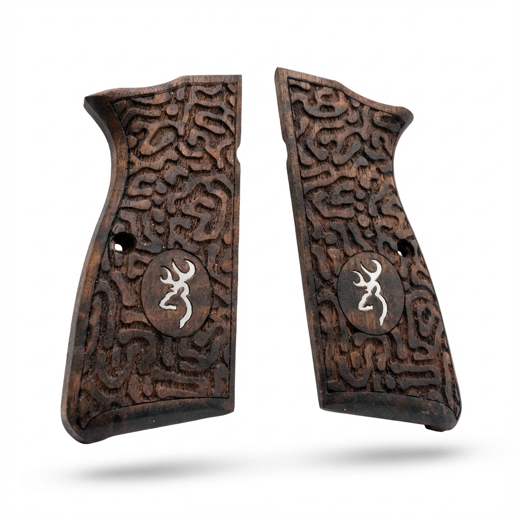 Browning Hi-Power Grips – Labyrinth Silver Logo