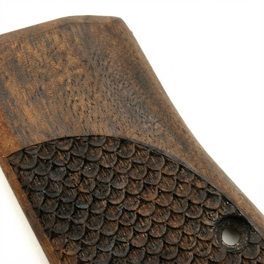 Browning Hi-Power Grips – Silver Logo Fishscale