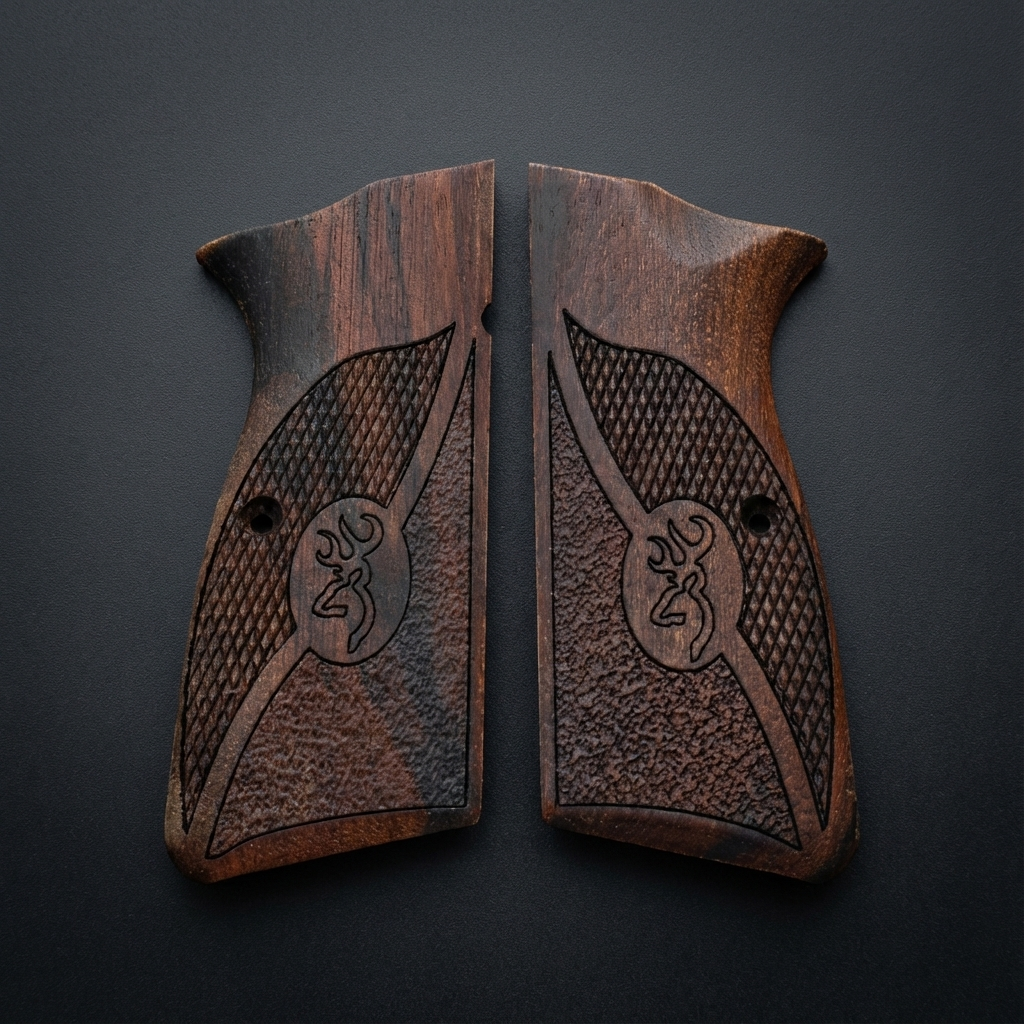 Browning Hi-Power Kabzalar – Koyu Çift Dokulu Logo