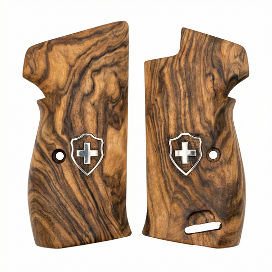 Sig P210 Grips - Exhibition Walnut Swiss Cross (Silver)