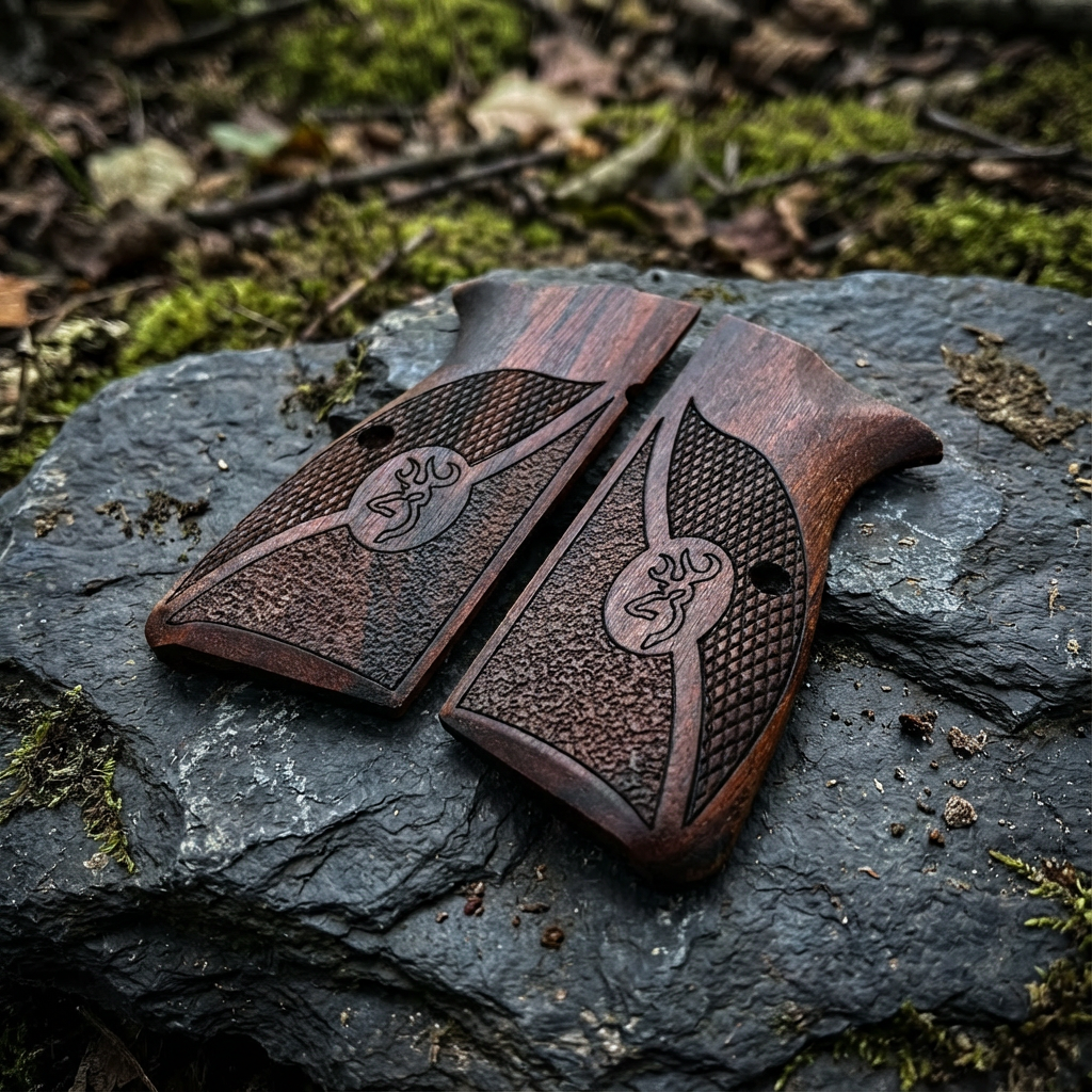 Browning Hi-Power Kabzalar – Koyu Çift Dokulu Logo
