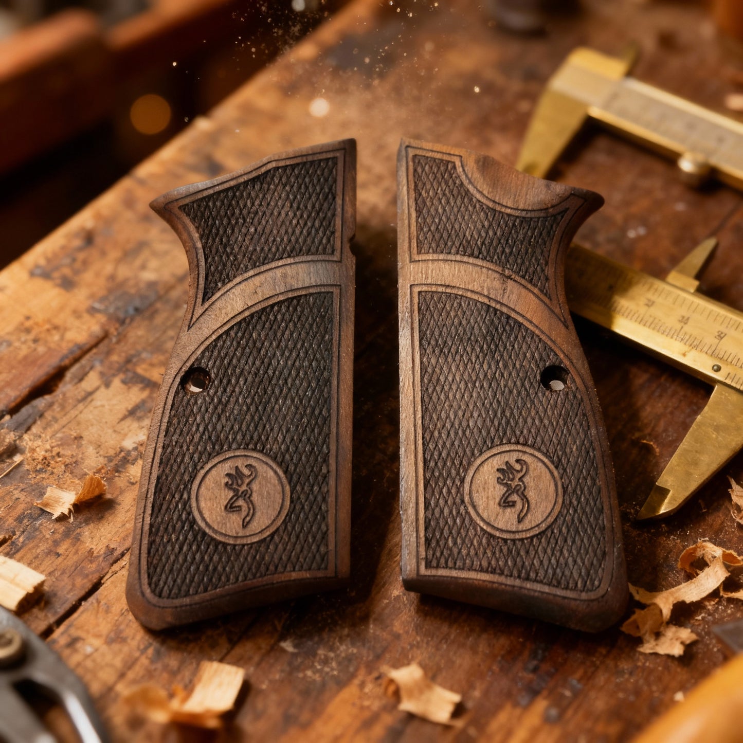 Browning Hi-Power Grips – Buck Diamond Cut