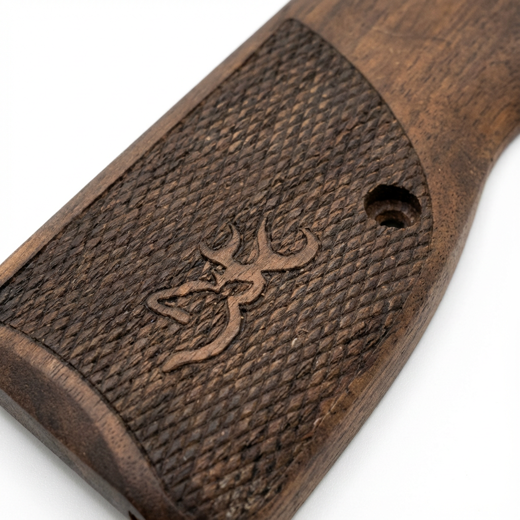 Browning Hi-Power Grips – Half Tang Diamond Cut with Logo