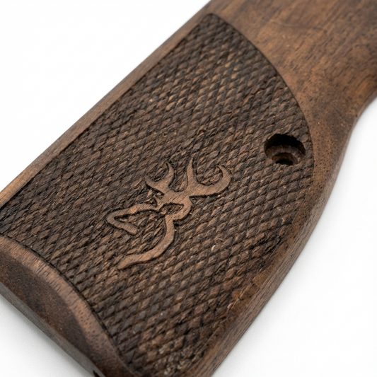 Browning Hi-Power Grips – Half Tang Diamond Cut with Logo