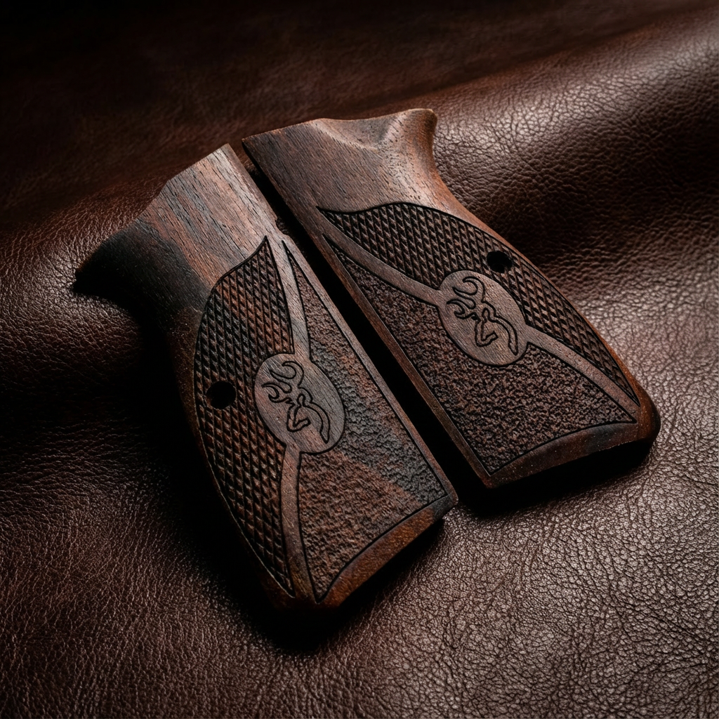 Browning Hi-Power Kabzalar – Koyu Çift Dokulu Logo
