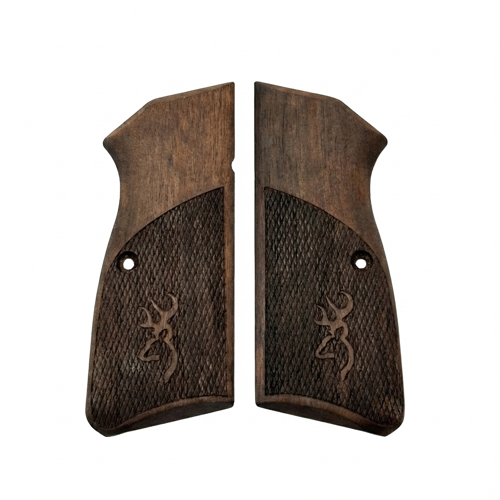 Browning Hi-Power Grips – Half Tang Diamond Cut with Logo