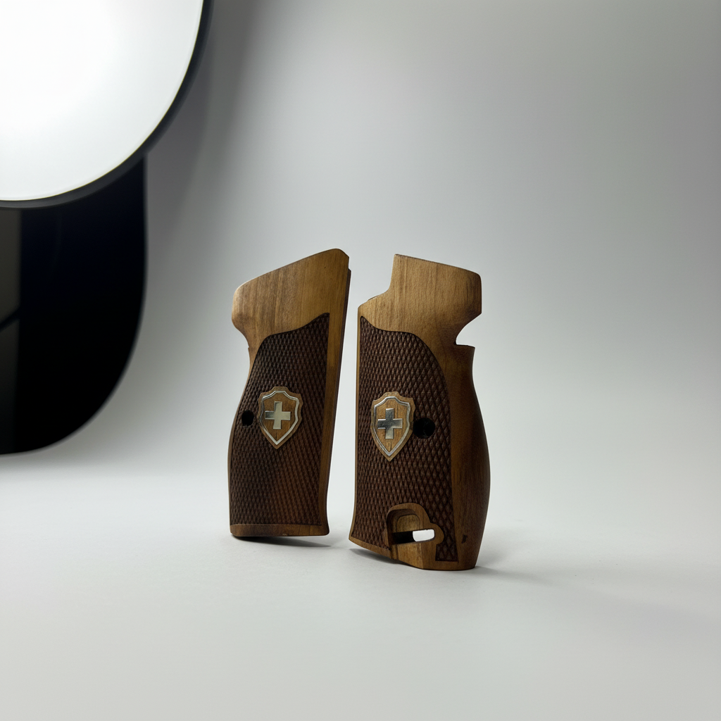 Sig P210 Grips - Checkered Swiss Cross (Silver)