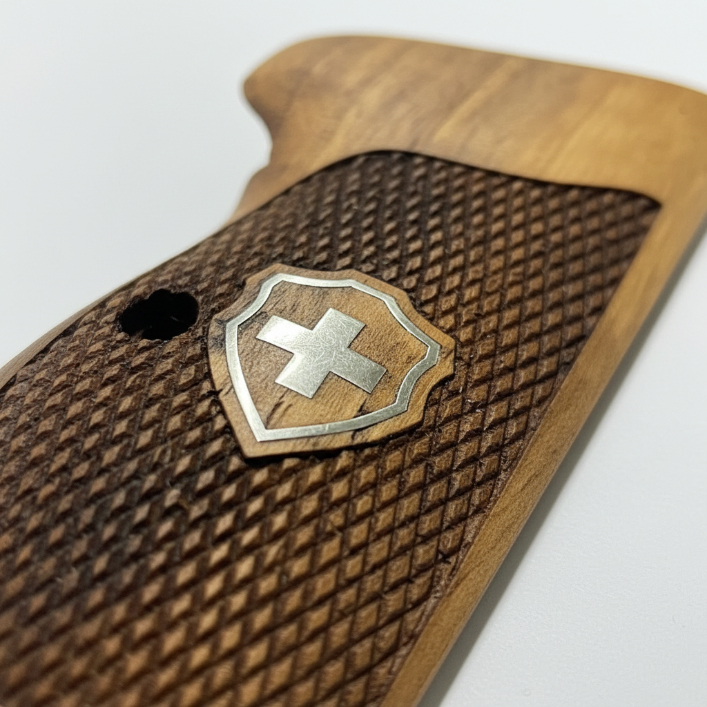 Sig P210 Grips - Checkered Swiss Cross (Silver)