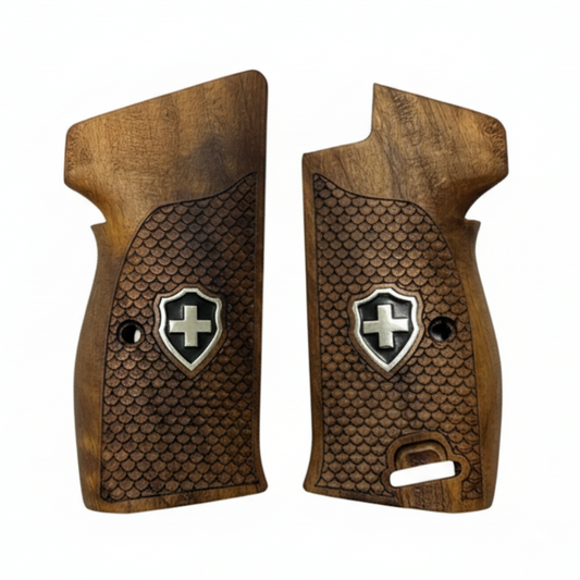 Sig P210 Grips - Fish Scale Swiss Cross (Black)