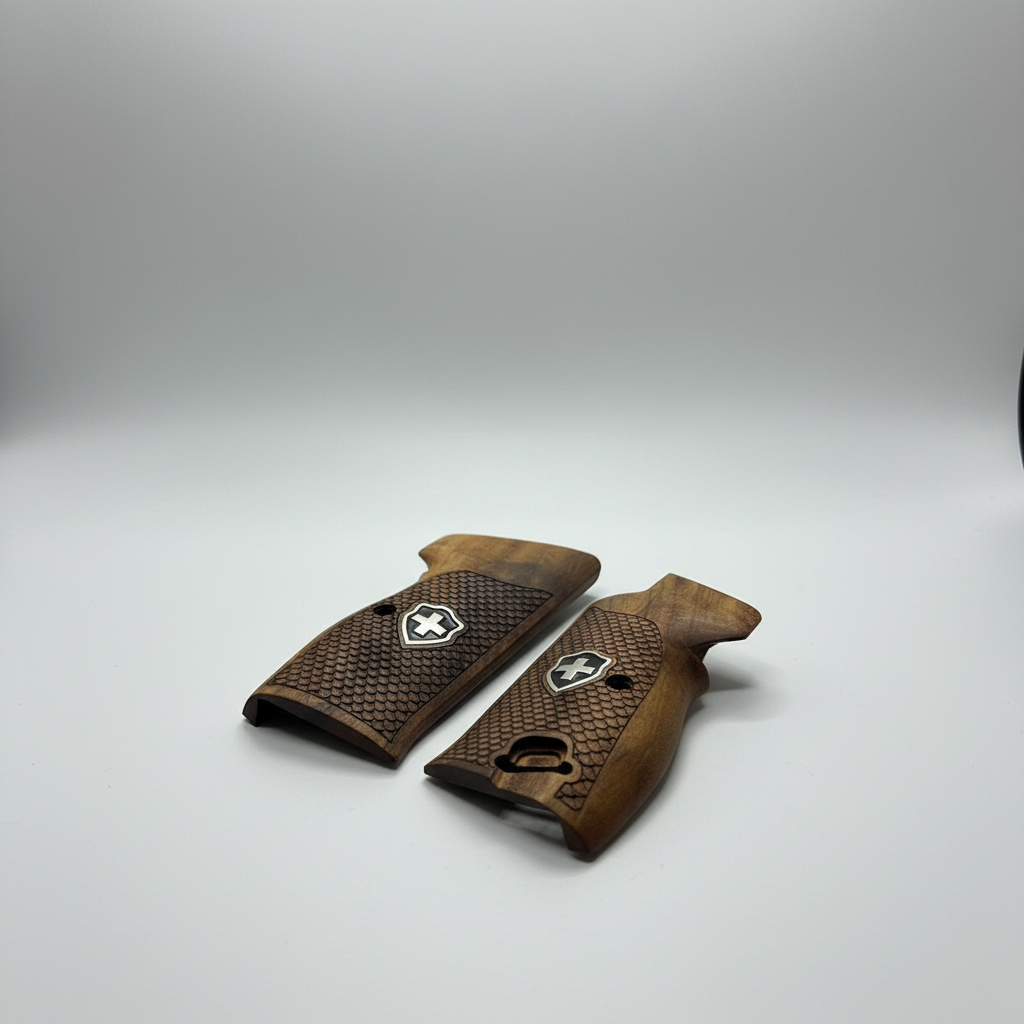 Sig P210 Grips - Fish Scale Swiss Cross (Black)