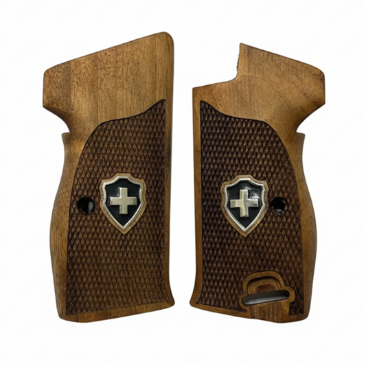 Sig P210 Grips - Checkered Swiss Cross (Black)