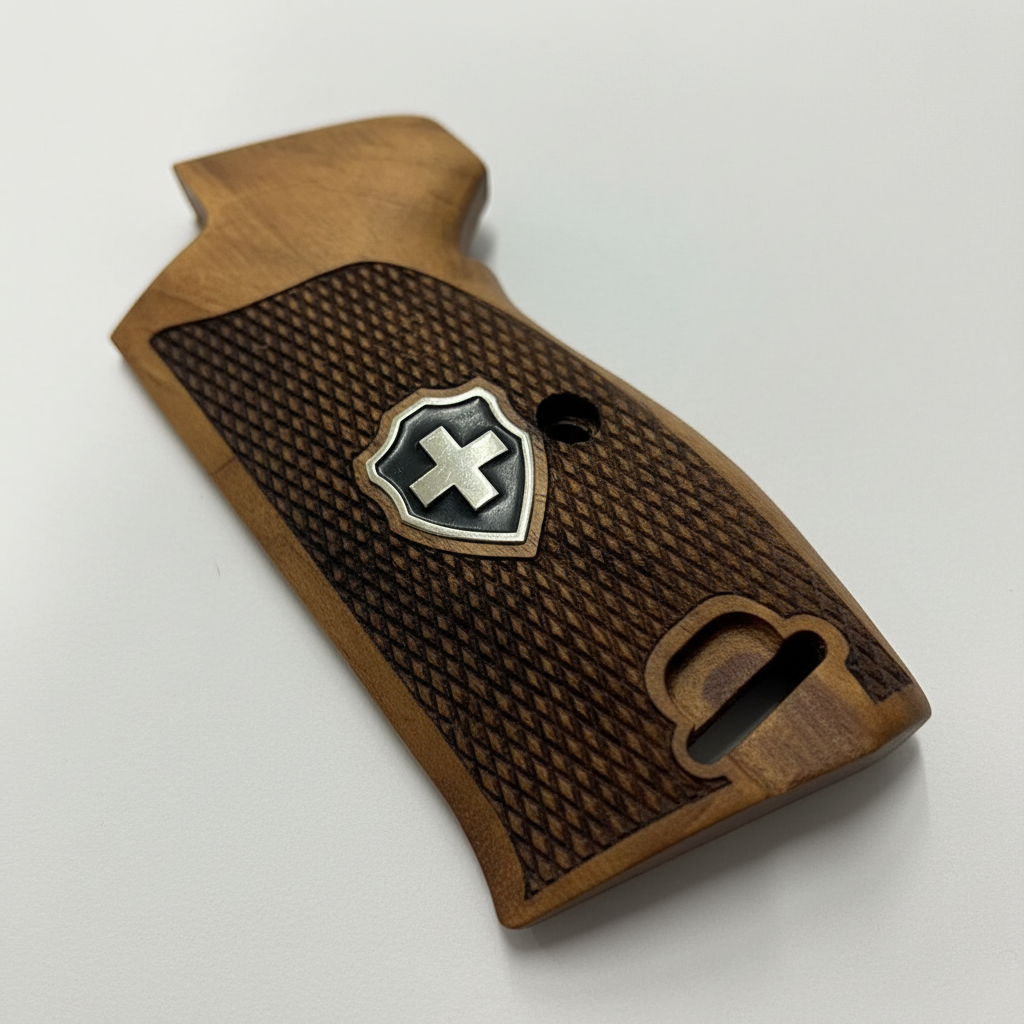 Sig P210 Grips - Checkered Swiss Cross (Black)