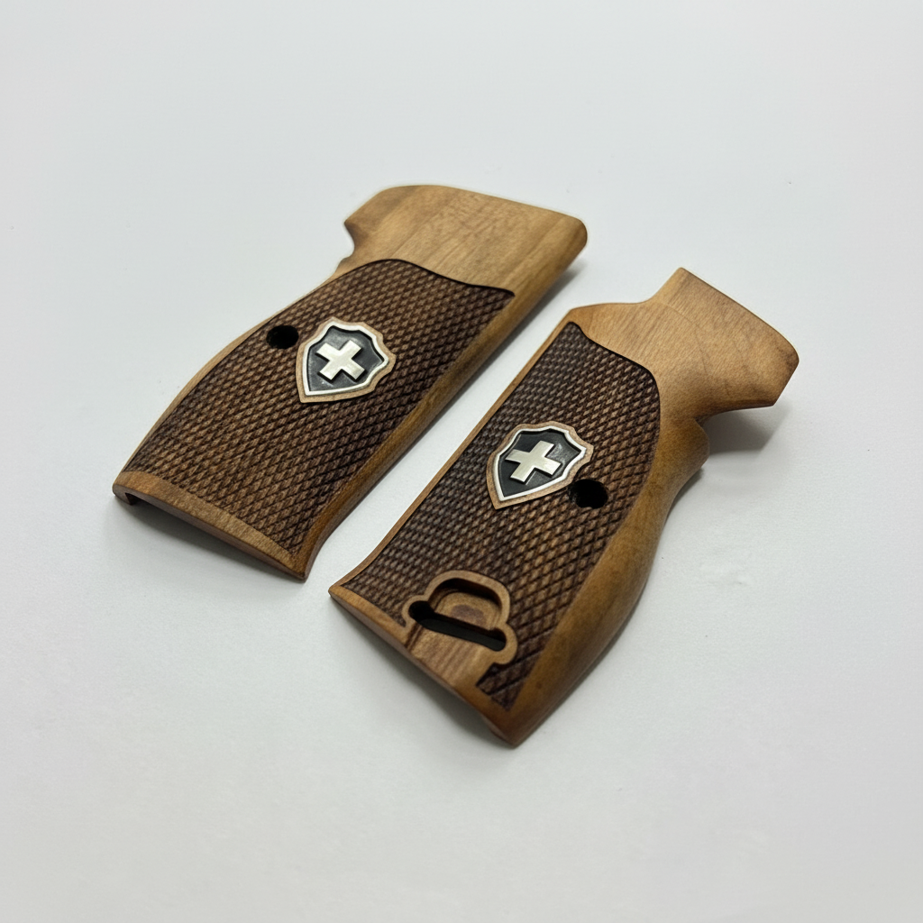 Sig P210 Grips - Checkered Swiss Cross (Black)