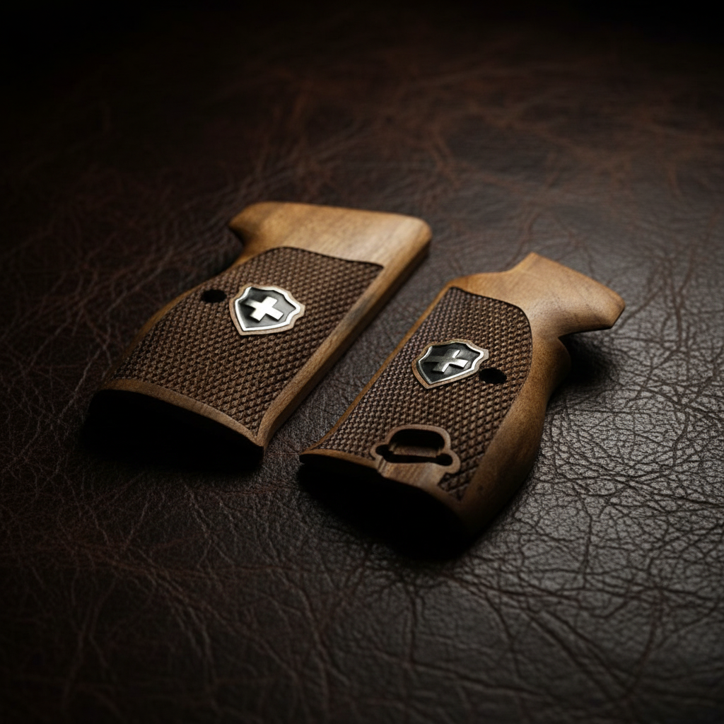 Sig P210 Grips - Checkered Swiss Cross (Black)