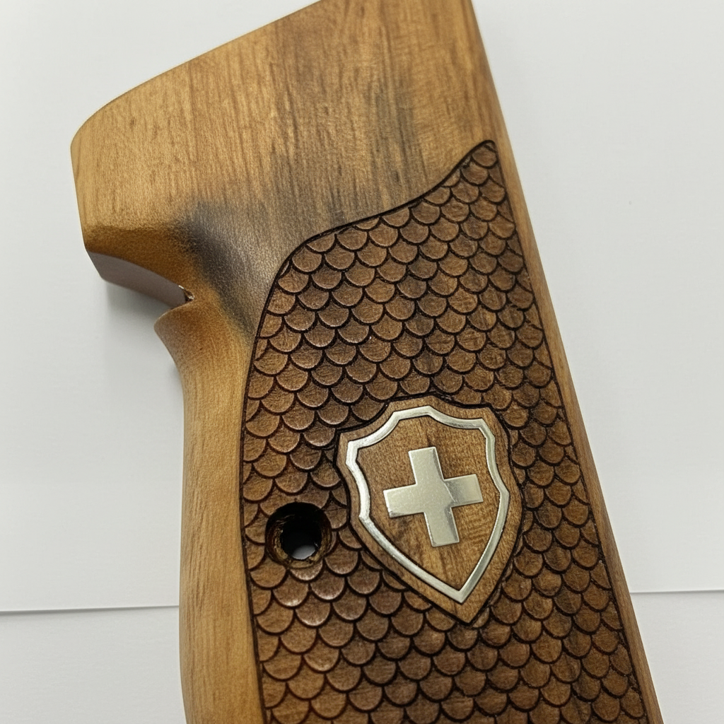 Sig P210 Grips - Fish Scale Swiss Cross (Silver)