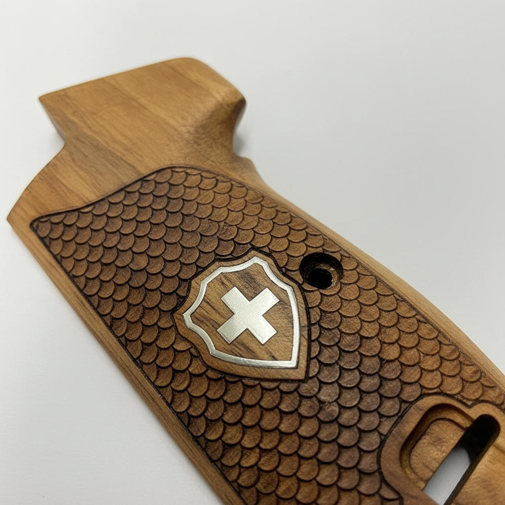 Sig P210 Grips - Fish Scale Swiss Cross (Silver)