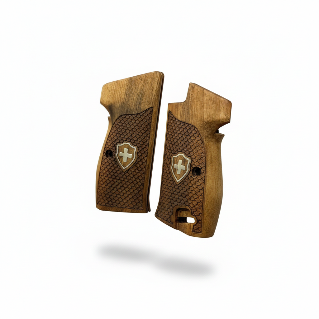 Sig P210 Grips - Fish Scale Swiss Cross (Silver)