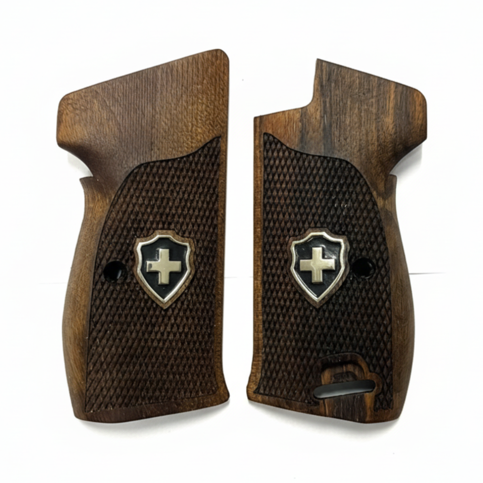 Sig P210 Grips - Checkered Swiss Cross (Black)