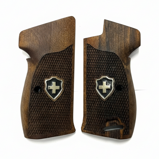 Sig P210 Grips - Checkered Swiss Cross (Black)