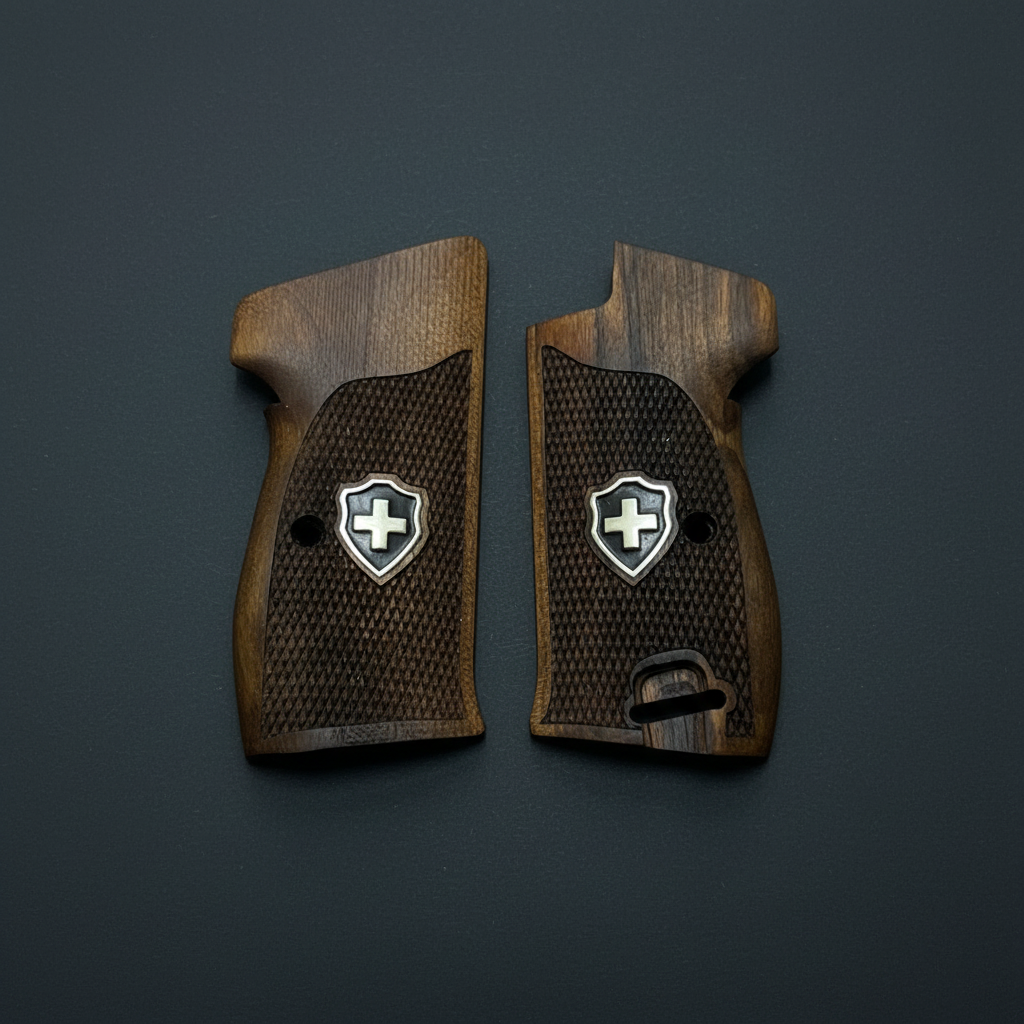 Sig P210 Grips - Checkered Swiss Cross (Black)