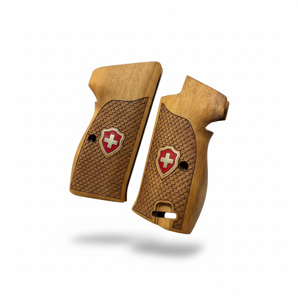 Sig P210 Grips - Fish Scale Swiss Cross (Red)