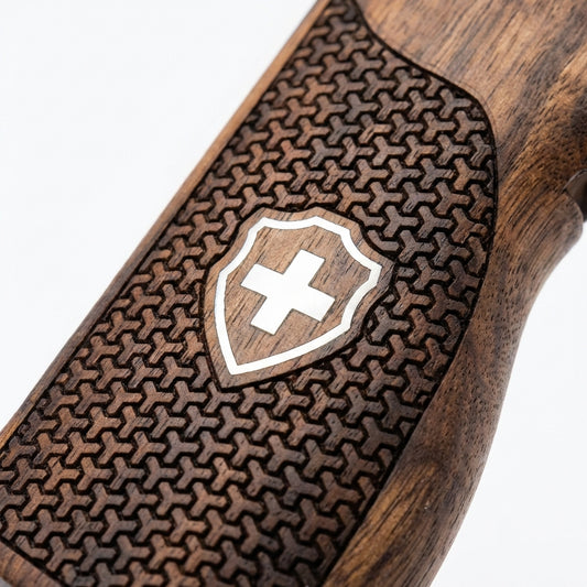 Sig P210 Grips - Geometric Star Swiss Cross (Silver)