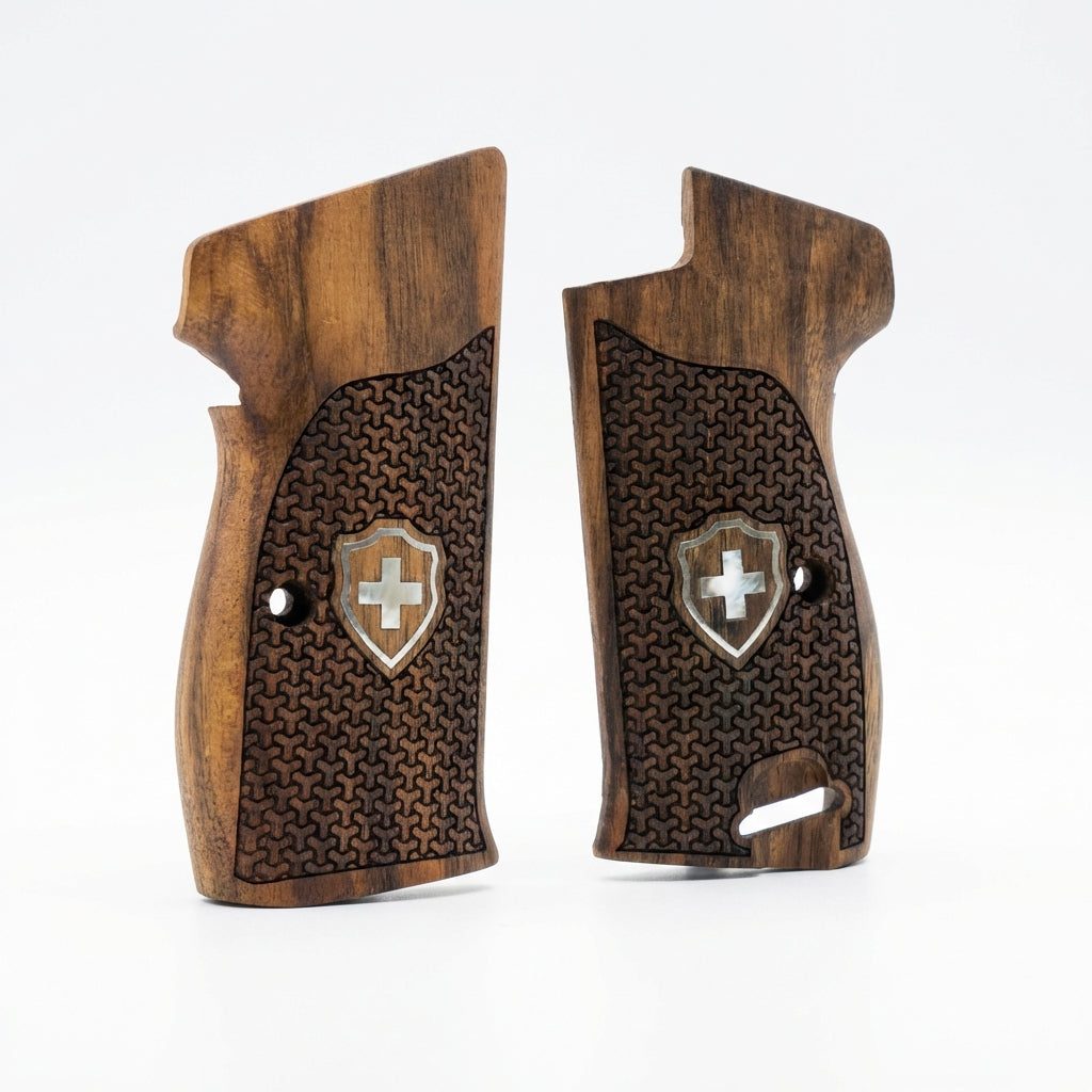 Sig P210 Grips - Geometric Star Swiss Cross (Silver)