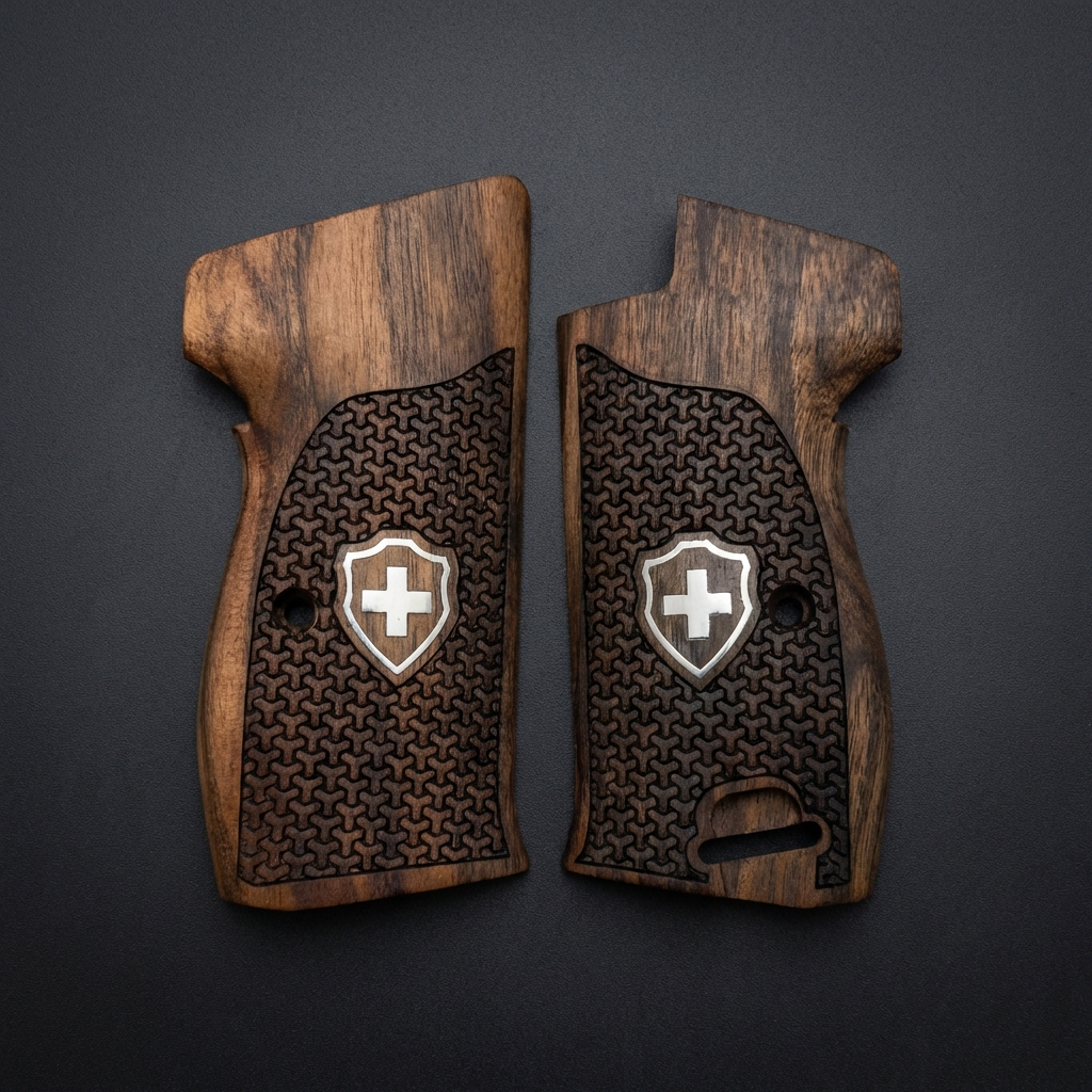 Sig P210 Grips - Geometric Star Swiss Cross (Silver)