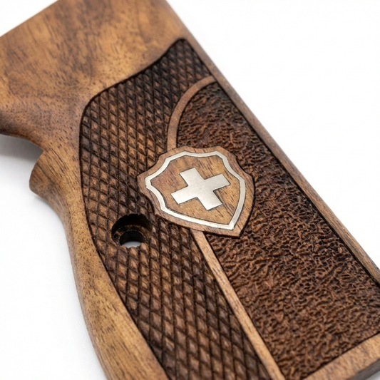 Sig P210 Grips - Swiss Cross Duo Texture (Silver)