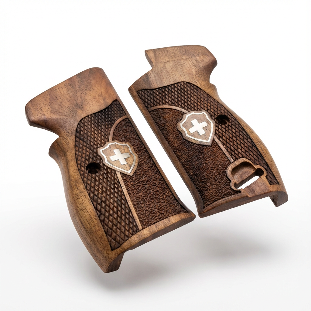 Sig P210 Grips - Swiss Cross Duo Texture (Silver)