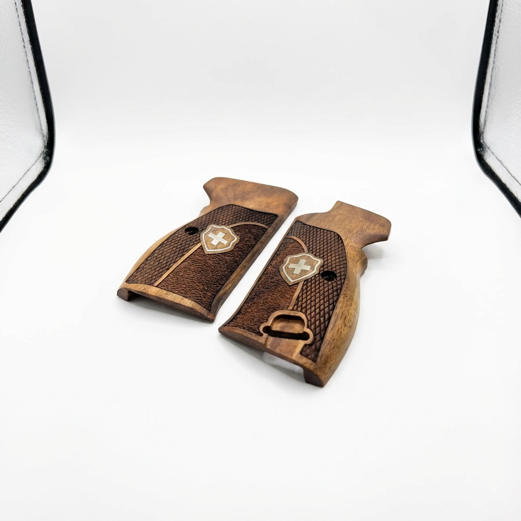 Sig P210 Grips - Swiss Cross Duo Texture (Silver)