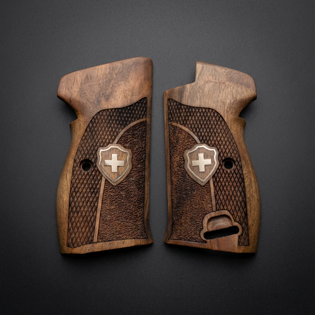 Sig P210 Grips - Swiss Cross Duo Texture (Silver)