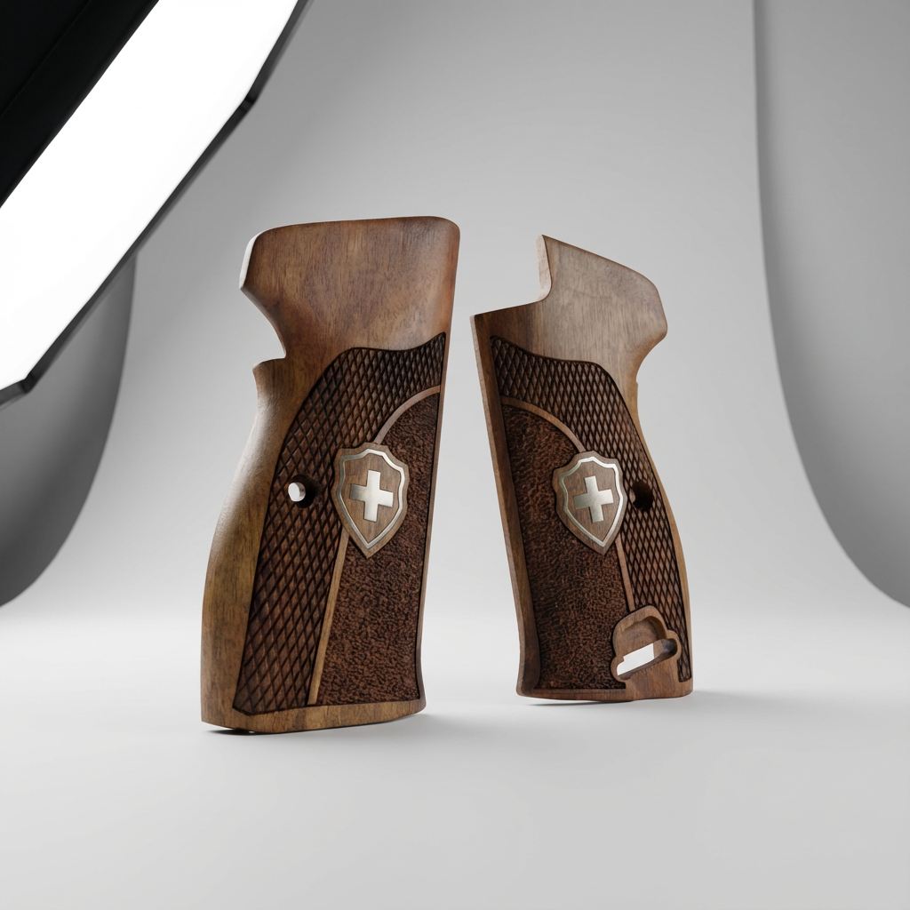 Sig P210 Grips - Swiss Cross Duo Texture (Silver)