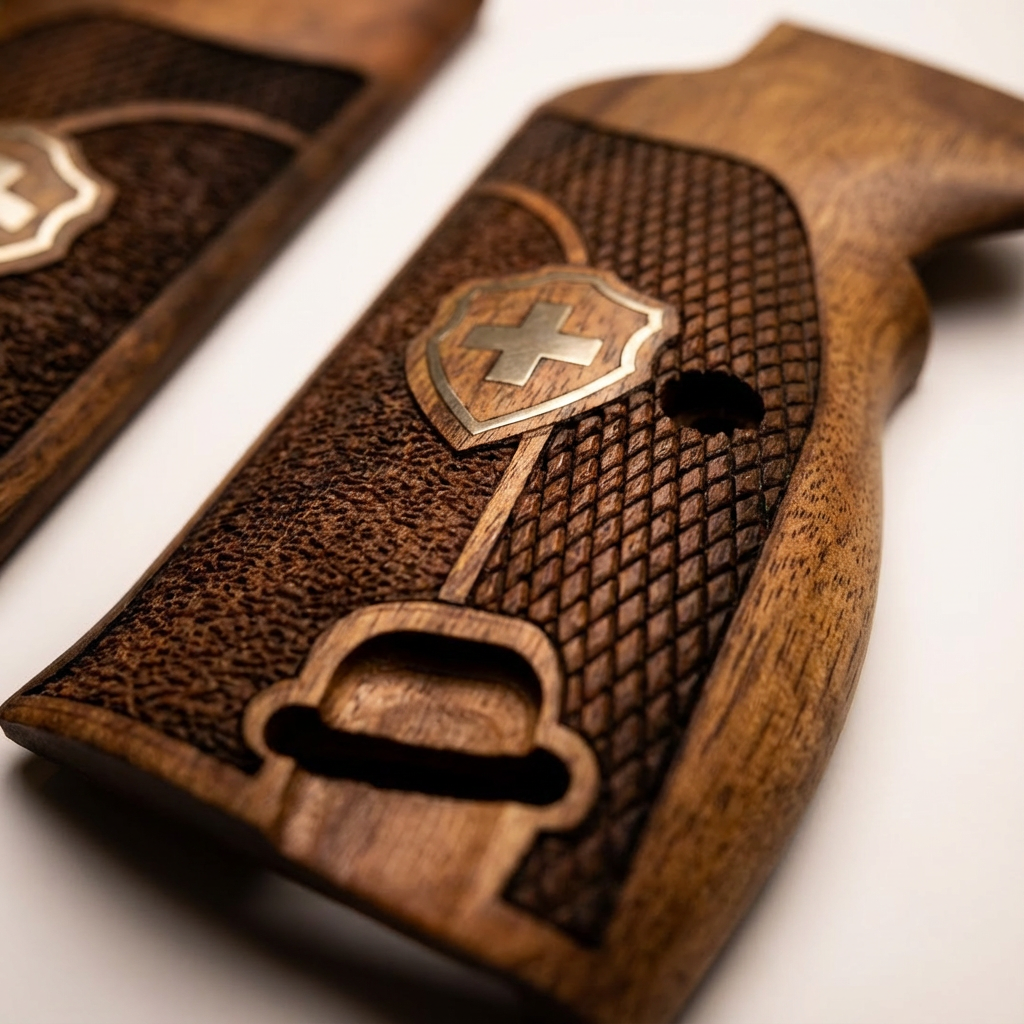 Sig P210 Grips - Swiss Cross Duo Texture (Silver)