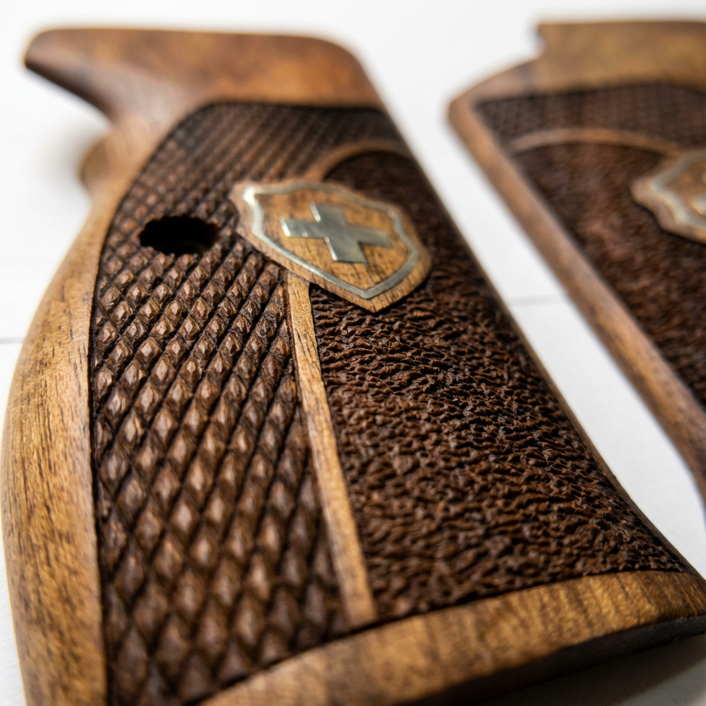 Sig P210 Grips - Swiss Cross Duo Texture (Silver)