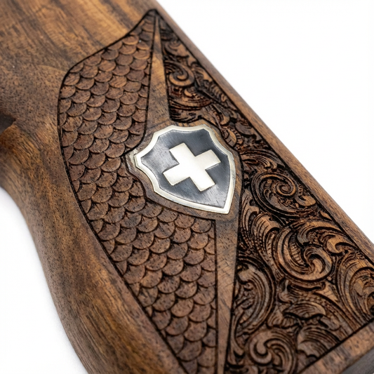 Sig P210 Grips - Swiss Cross FishScale and Floral (Black)