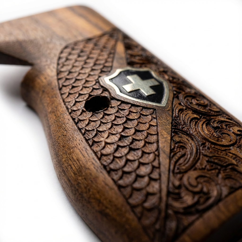 Sig P210 Grips - Swiss Cross FishScale and Floral (Black)